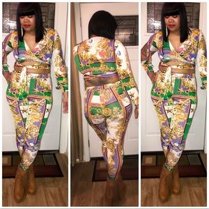 2 piece high waisted pants set! Brand new